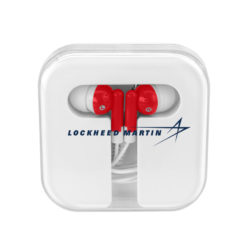 Ear Buds In Compact Case - White/Red