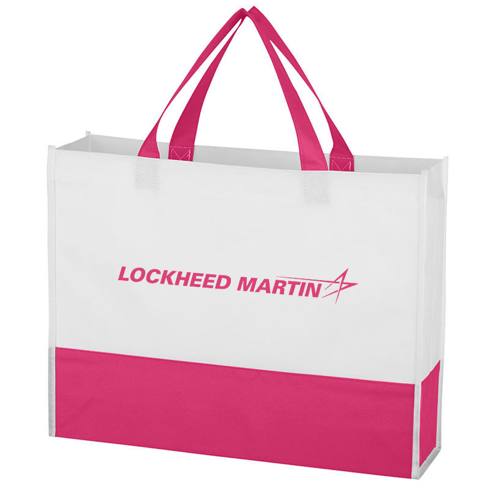 Fuscia-Lockheed-Martin-Non-Woven-Prism-Tote-Bag