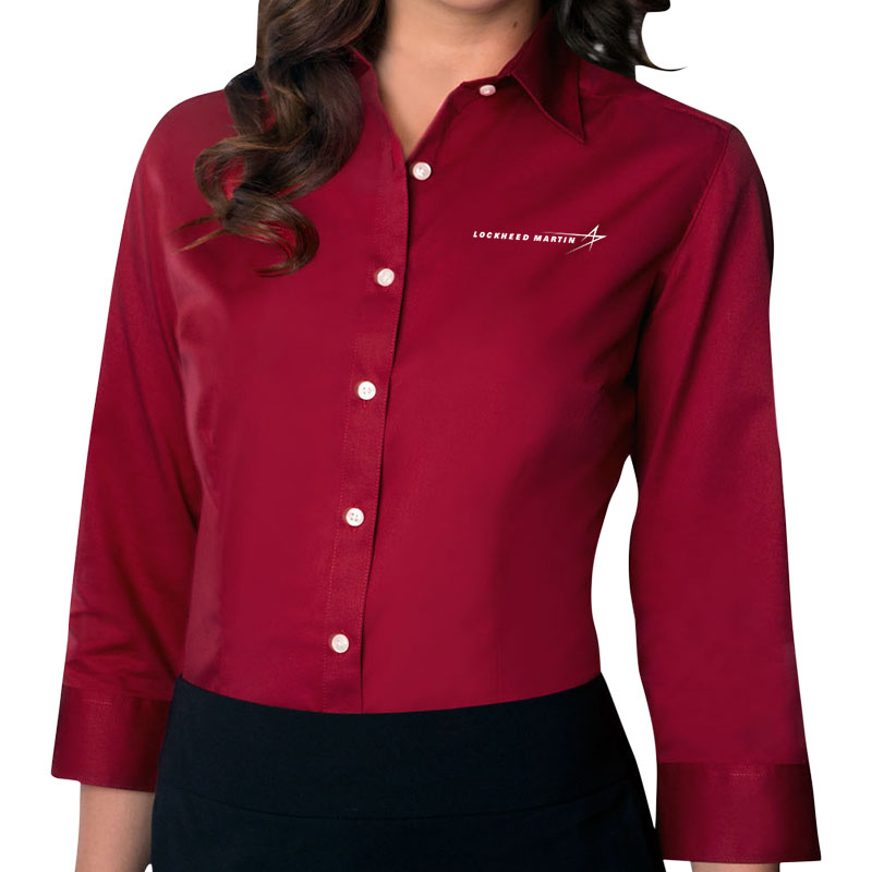 Ladies' Van Heusen Twill Dress Shirt - Red