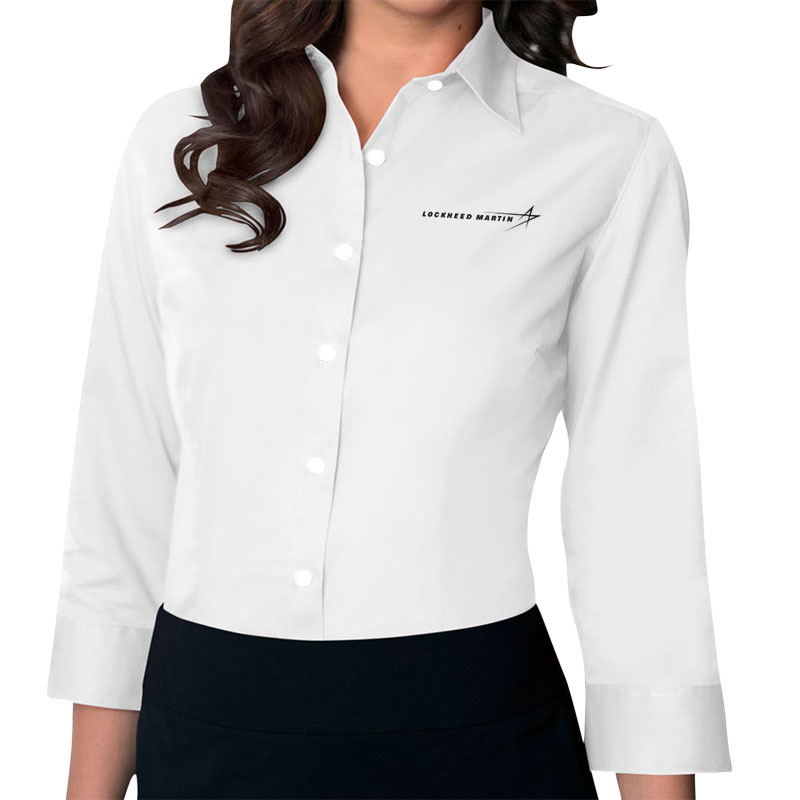 Ladies' Van Heusen Twill Dress Shirt - White