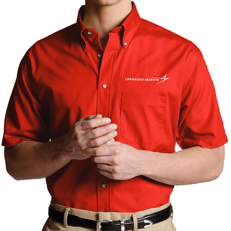 Men's S/S Poplin Dress Shirt - Red