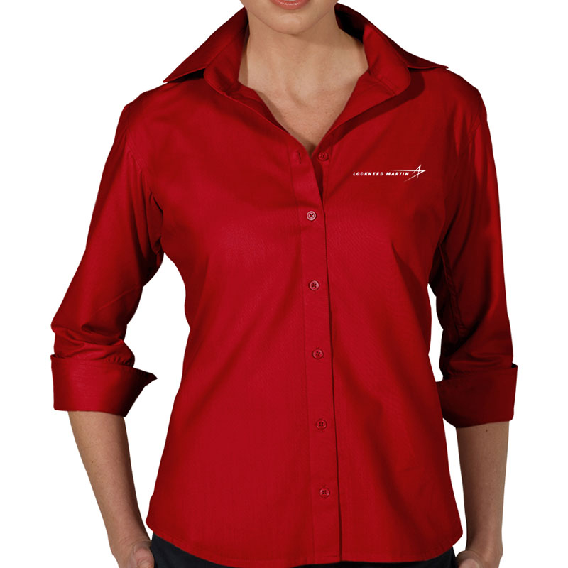 Ladies' Poly Blend Dress Shirt - Red