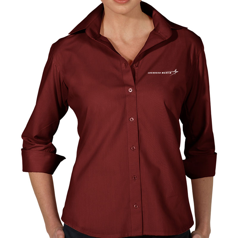 Ladies' Poly Blend Dress Shirt - Burgundy