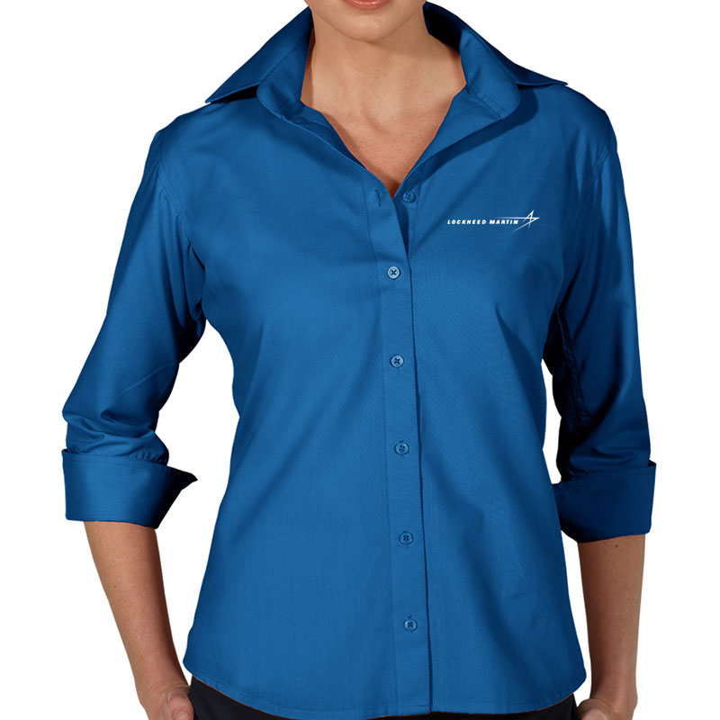 Ladies' Poly Blend Dress Shirt - French Blue