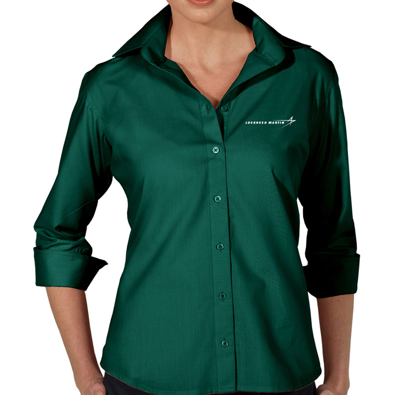 Ladies' Poly Blend Dress Shirt - Hunter Green