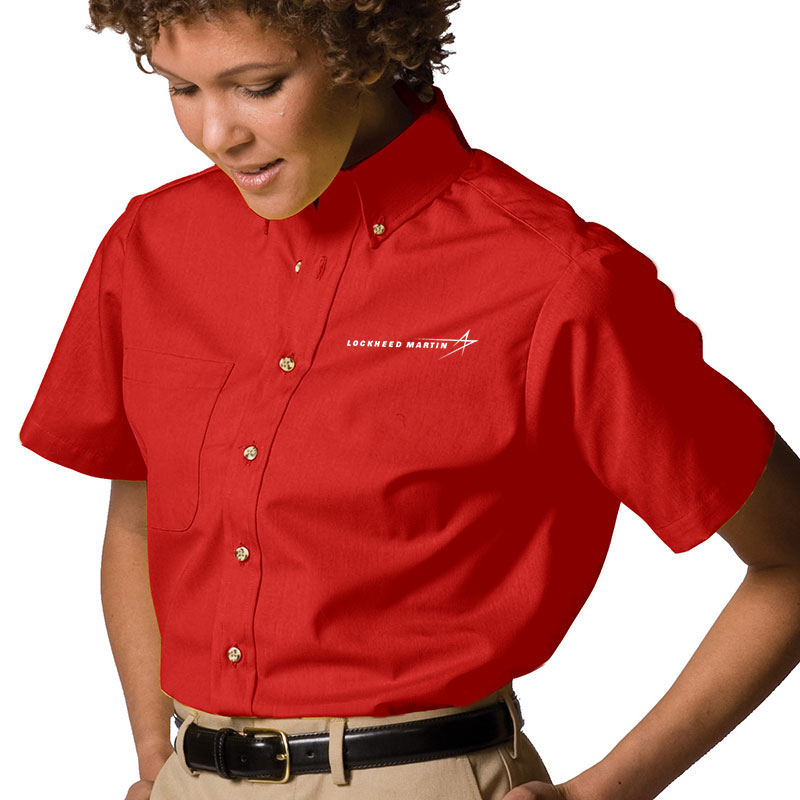 Ladies' S/S Poplin Dress Shirt - Red