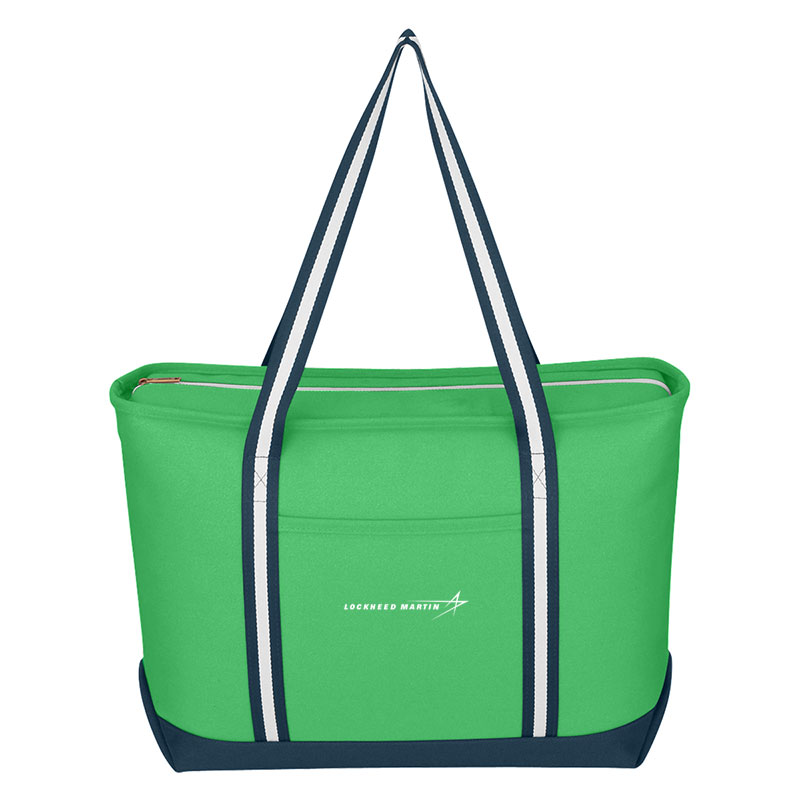 Admiral Canvas Tote - Lime Green / Navy