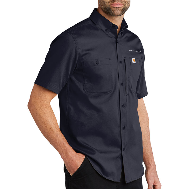 Carhartt Rugged Professional Series Short Sleeve Shirt - Navy Model Side