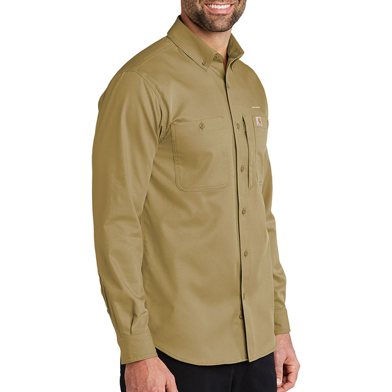 Carhartt Rugged Professional Series Long Sleeve Shirt - Khaki Model Side