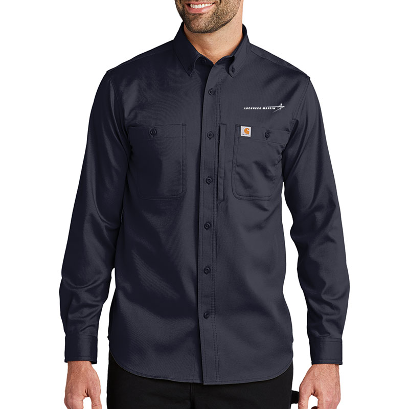 Carhartt Rugged Professional Series Long Sleeve Shirt - Navy Model Front