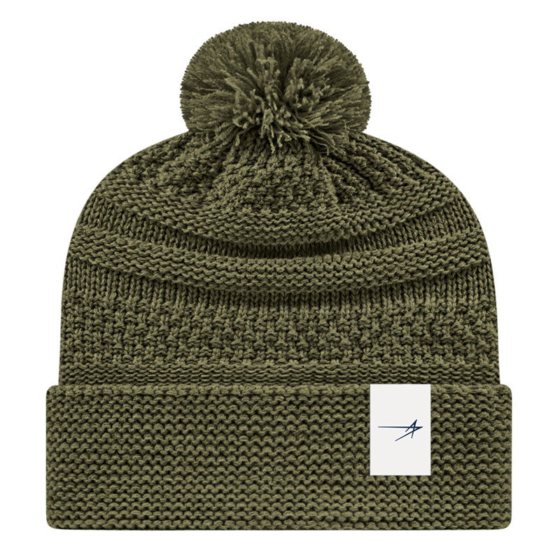 cable knit hat - olive