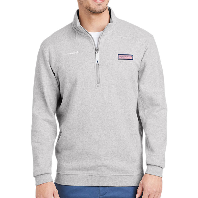Mens-Collegiate-Quarter-Zip-Shep-Shirt-Grey-Front
