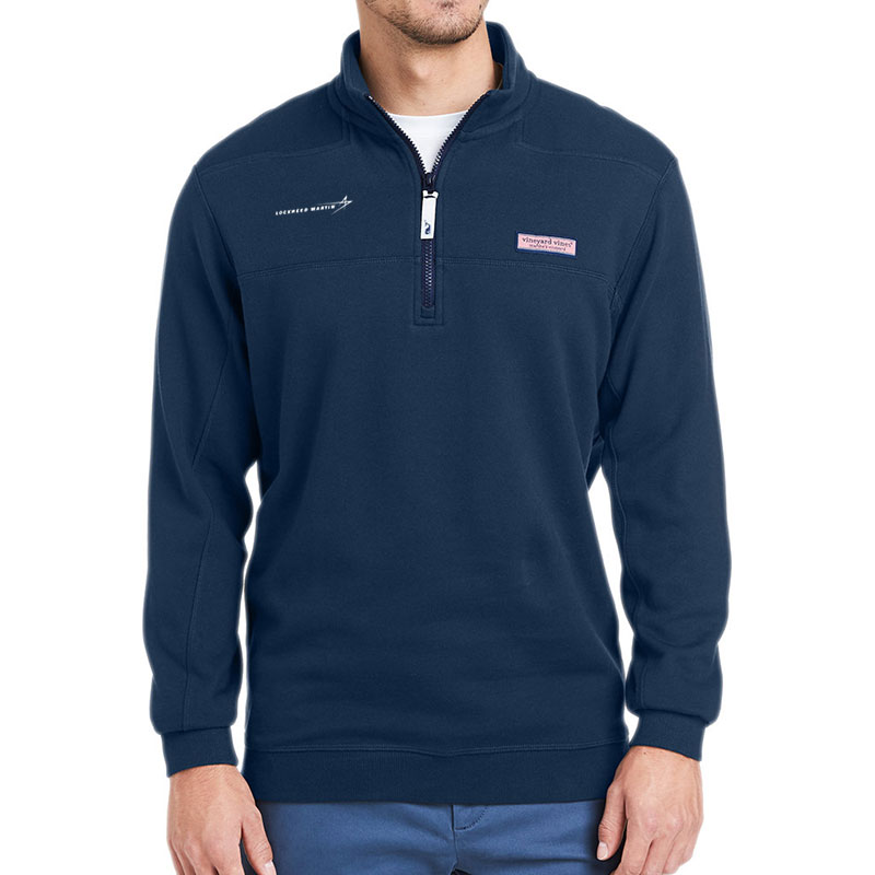 Mens-Collegiate-Quarter-Zip-Shep-Shirt-Navy-Front