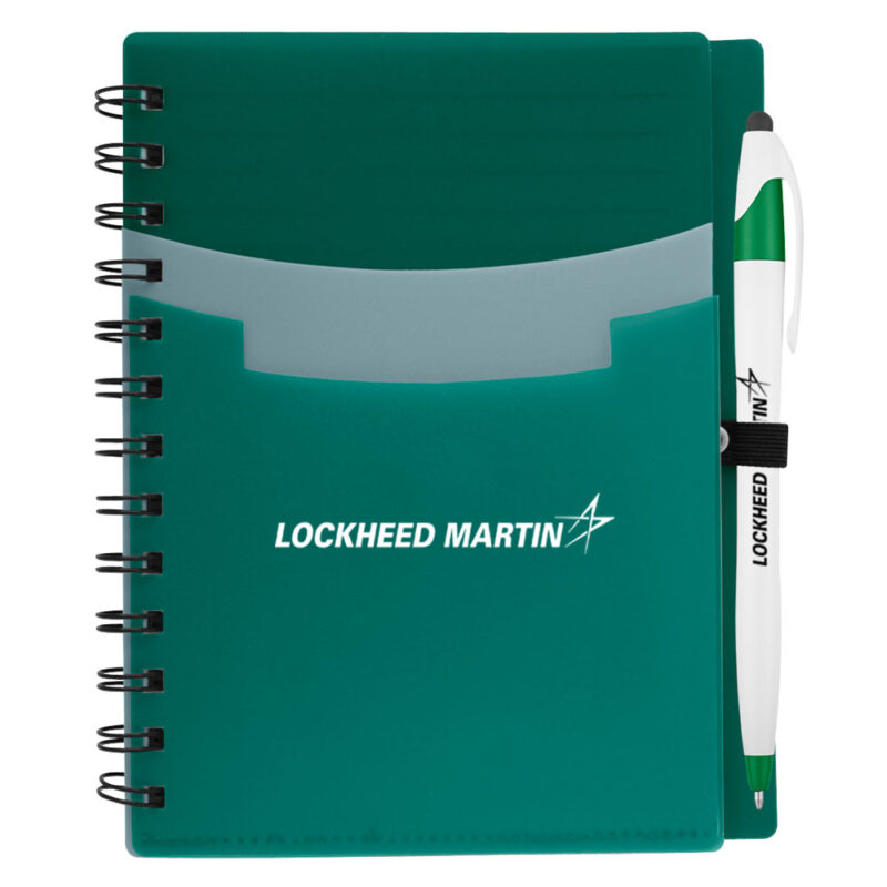 Tri-Pocket-Notebook-&-pen-Green1