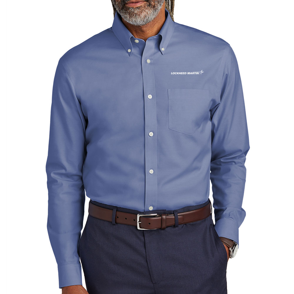 Cobalt-Blue-Brooks-Brothers-Men's-Wrinkle-Free-Stretch-Pinpoint-Shirt