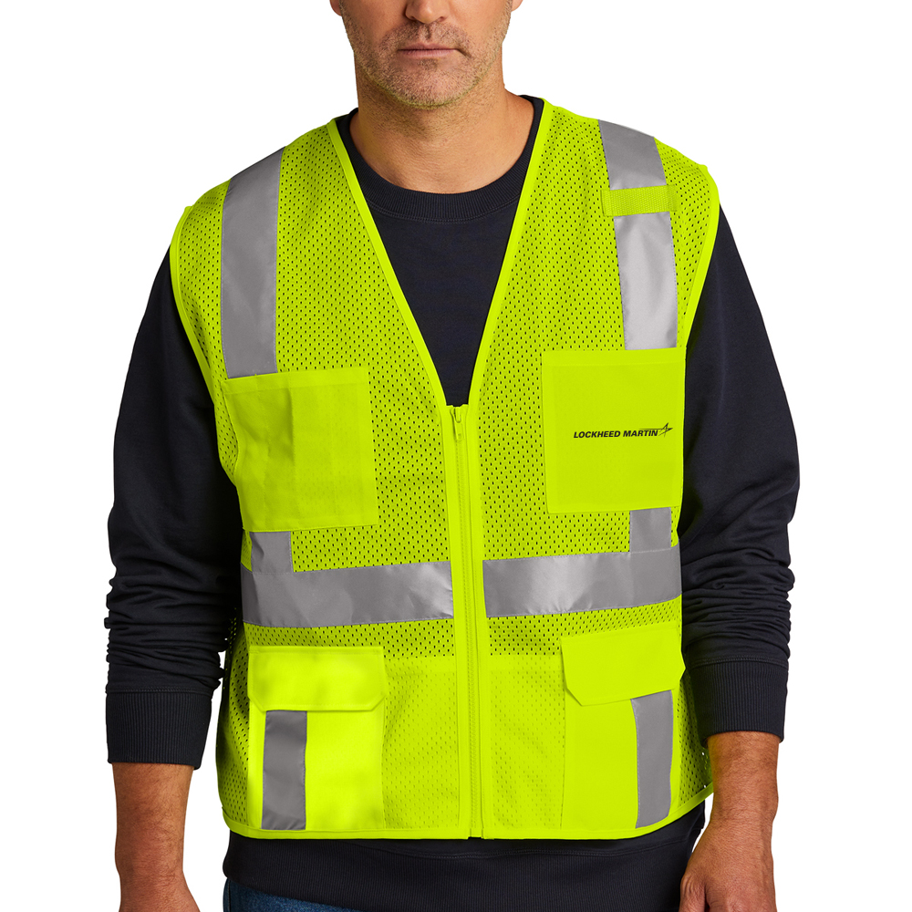 Safety-Yellow-CornerStone®-ANSI-107-Class-2-Mesh-Six-Pocket-Zippered-Vest