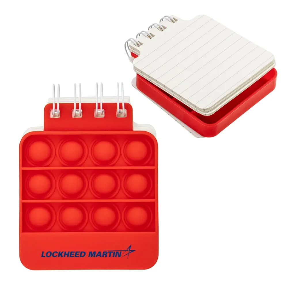 Square Push Pop Spiral Notebook - Red