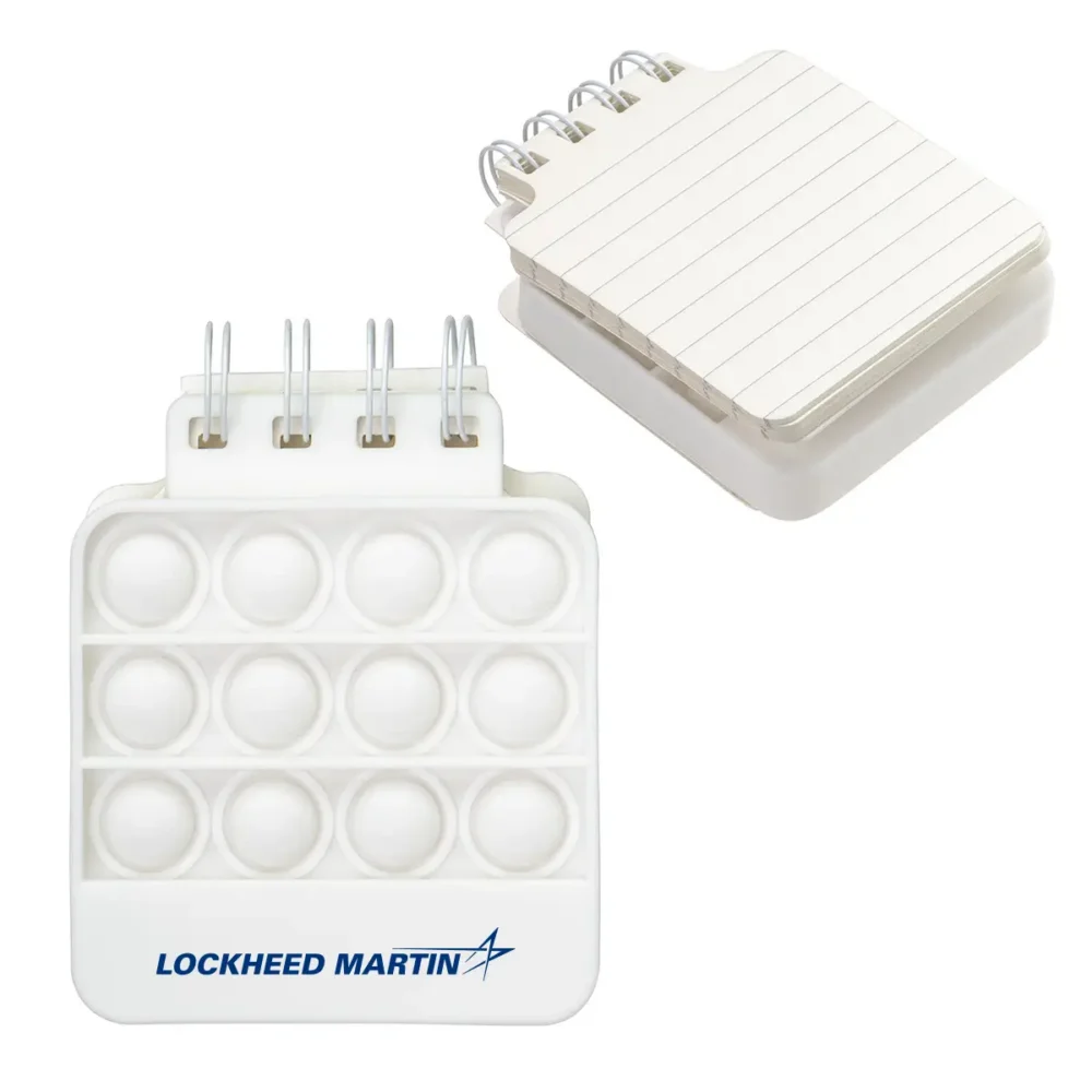 Square Push Pop Spiral Notebook - White