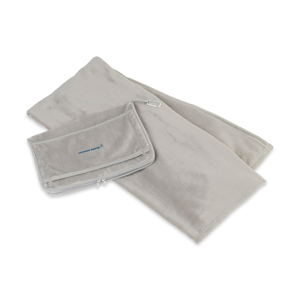 Gray Recycled Travel Pillow & Throw Set - LM Logo 2